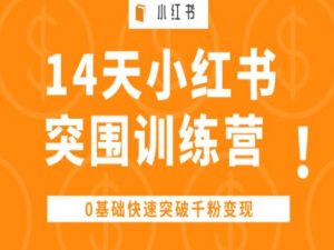14天小红书突围训练营 ，0基础快速突破千粉变现-6688资源库
