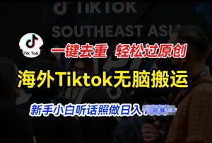 海外Tiktok短视频无脑搬运，一键去重轻松过原创，新手小白听话照做日入几张【揭秘】-6688资源库