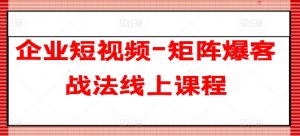 企业短视频-矩阵爆客战法线上课程-6688资源库