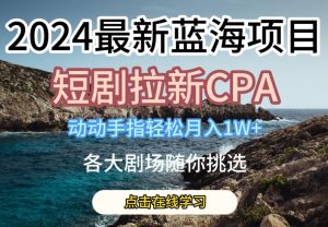 2024最新蓝海项日,短剧拉新CPA,动动手指轻松月入1W,全各大剧场随你挑选【揭秘】-6688资源库