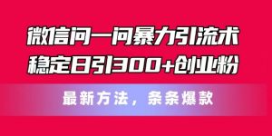 微信问一问暴力引流术，稳定日引300+创业粉，最新方法，条条爆款【揭秘】-6688资源库