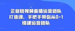 企业短视频直播运营团队打造课，手把手带你从0-1搭建运营团队-6688资源库