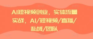 AI短视频创业,实体流量实战,AI/短视频/直播/私域/团队-6688资源库