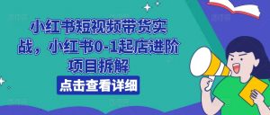 小红书短视频带货实战，小红书0-1起店进阶项目拆解-6688资源库