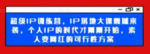 超级IP训练营,IP落地大课震撼来袭,个人IP的时代才刚刚开始,素人变网红的可行性方案-6688资源库