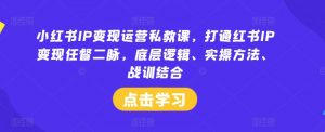 小红书IP变现运营私教课，打通红书IP变现任督二脉，底层逻辑、实操方法、战训结合-6688资源库