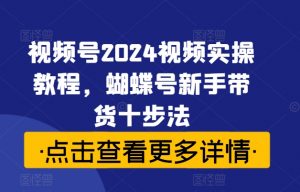 视频号2024视频实操教程,蝴蝶号新手带货十步法-6688资源库