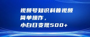 视频号知识科普视频，简单操作，小白日变现500+【揭秘】-6688资源库