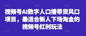 视频号AI数字人口播带货风口项目，最适合新人下场淘金的视频号红利玩法-6688资源库