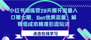 小红书训练营28天撕开流量入口第七期，Get优质流量，解锁低成本精准引流玩法-6688资源库