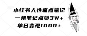 小红书人性痛点笔记，一条笔记点赞3W+，单日变现1k-6688资源库