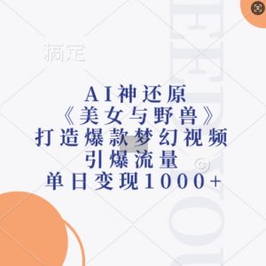 AI神还原《美女与野兽》，打造爆款梦幻视频，引爆流量，单日变现1k-6688资源库