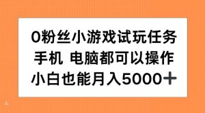 0粉丝小游戏试玩任务，手机电脑都可以操作，小白也能月入5000+【揭秘】-6688资源库