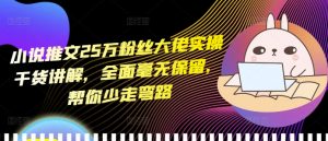 小说推文25万粉丝大佬实操干货讲解，全面毫无保留，帮你少走弯路-6688资源库