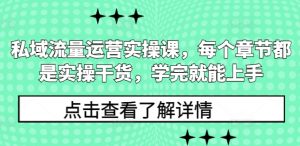 私域流量运营实操课，每个章节都是实操干货，学完就能上手-6688资源库