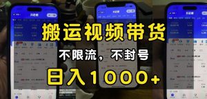 “小白必看”搬运视频带货玩法，不限流，不封号，纯自然流，日入1k-6688资源库