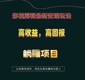 影视剪辑最新变现玩法，高收益，高回报，躺Z项目【揭秘】-6688资源库