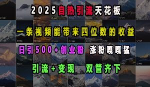 2025自热引流天花板，一条视频能带来四位数的收益，引流+变现双管齐下，日引500+创业粉，涨粉嘎嘎猛-6688资源库