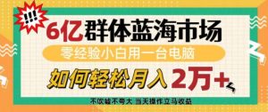 6亿群体蓝海市场，零经验小白用一台电脑，如何轻松月入过w【揭秘】-6688资源库