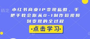 小红书商业IP变现私教，手把手教会你从0-1制作短视频到变现的全过程-6688资源库