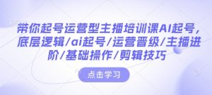 带你起号运营型主播培训课AI起号,底层逻辑/ai起号/运营晋级/主播进阶/基础操作/剪辑技巧-6688资源库