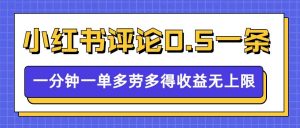 小红书留言评论，0.5元1条，一分钟一单，多劳多得，收益无上限-6688资源库