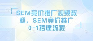 SEM竞价推广视频教程，SEM竞价推广0-1搭建流程-6688资源库