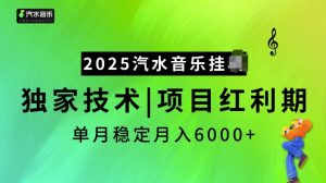 2025汽水音乐挂JI项目，独家最新技术，项目红利期稳定月入6000+-6688资源库