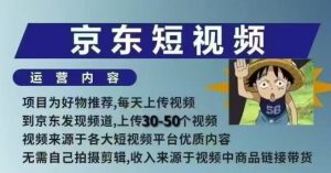 京东短视频带货课,无需自己拍摄剪辑,保姆式教学,两天快速上手-6688资源库