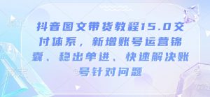 抖音图文带货教程15.0交付体系，新增账号运营锦囊、稳出单进、快速解决账号针对问题-6688资源库