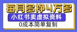 小红书虚拟资料项目，0成本简单复制，每个月多挣1W【揭秘】-6688资源库