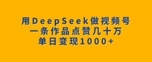 用DeepSeek做视频号，一条作品点赞几十万，单日变现1k-6688资源库