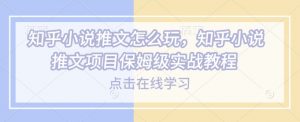 知乎小说推文怎么玩，知乎小说推文项目保姆级实战教程-6688资源库