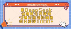 用DeepSeek做哪吒走秀视频，引爆流量涨粉利器，单日变现1k-6688资源库