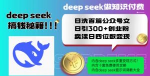 Deepseek做知识付费日洗百篇公众号文日引300+创业粉，卖课日四位数变现保姆级教程!-6688资源库
