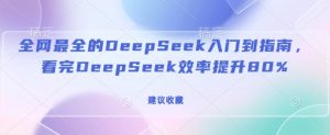 全网最全的DeepSeek入门到指南，看完DeepSeek效率提升80%(建议收藏)-6688资源库