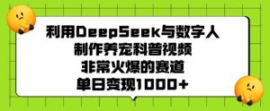 利用DeepSeek与数字人制作养宠科普视频，非常火爆的赛道，单日变现多张-6688资源库
