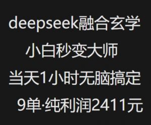 抖音小红书deepseek融合玄学，纯小白秒变大师，当天1小时无脑搞定9单，纯利润上千-6688资源库