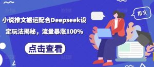 小说推文搬运配合Deepseek设定玩法揭秘，流量暴涨100%-6688资源库