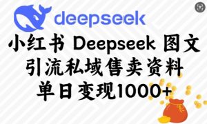 小红书Deepseek图文引流私域售卖资料，单日变现多张-6688资源库