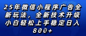 2025年微信小程序全新玩法纯小白易上手，稳定日入多张，技术全新升级，全网首发【揭秘】-6688资源库