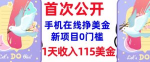 在线挣美金新项目,0门槛,1天收入115美刀,无脑操作,真正被动收入-6688资源库