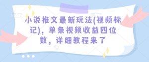 小说推文最新玩法(视频标记)，单条视频收益四位数，详细教程来了-6688资源库