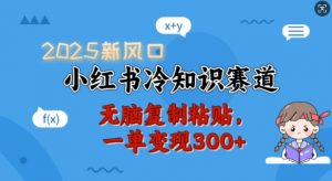 2025新风口，小红书冷知识赛道，无脑复制粘贴，一单变现300+-6688资源库