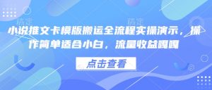 小说推文卡模版搬运全流程实操演示，操作简单适合小白，流量收益嘎嘎-6688资源库