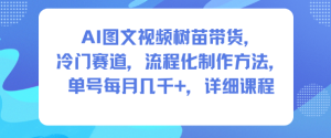 AI图文视频树苗带货，冷门赛道，流程化制作方法，单号每月几K，详细课程-6688资源库