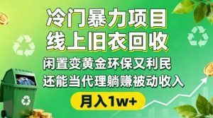 冷门暴力项目,线上旧衣回收,闲置变黄金环保又利民,还能当代理躺賺被动收入,变现+精准引流全流程-6688资源库