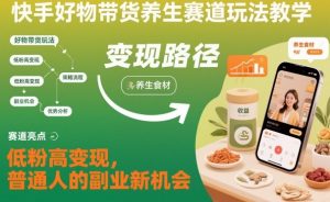 快手好物带货养生赛道玩法教学,低粉高变现,普通人的副业新机会-6688资源库