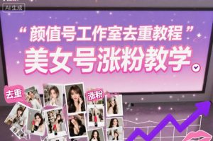 颜值号工作室去重教程,美女号涨粉教学-6688资源库