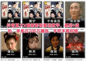 抖音某大V最新影视解说教学,基础+进阶,单条过100万播放,手把手教你做-6688资源库